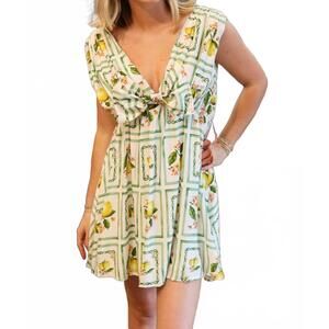 NEW MEET ME IN SANTORINI grove delight bow dress in lemon/ multi